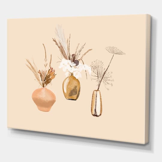 Designart - Bouquets Of Wildflowers In Gold Vases I